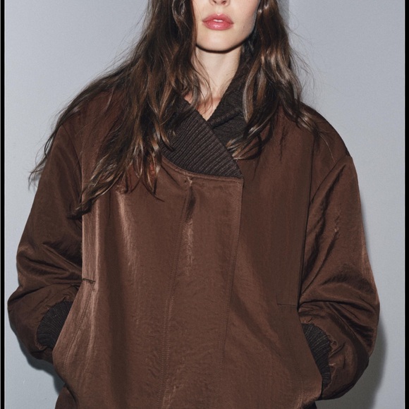 Zara Jackets & Blazers - ZARA ZW COLLECTION RIBBED JACKET - Chocolate